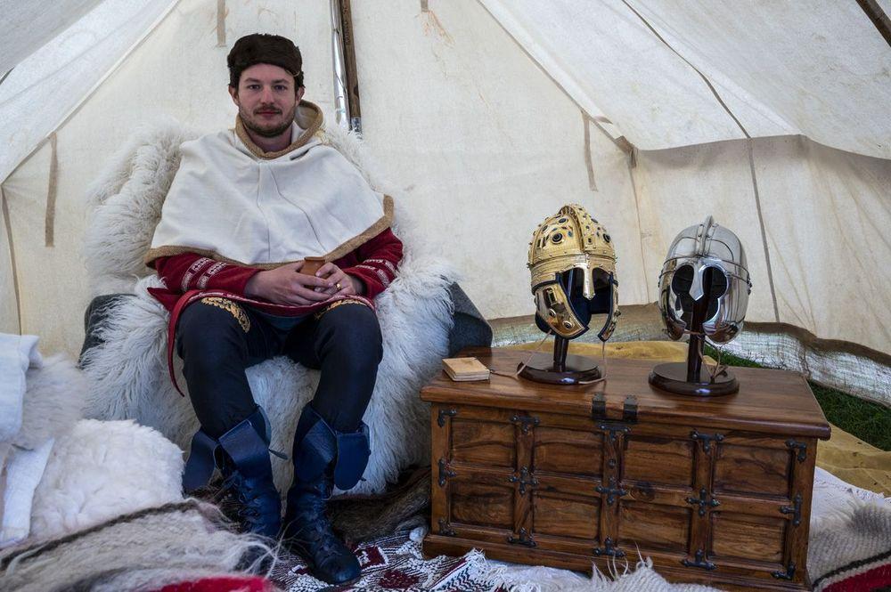 Officer in tent interior